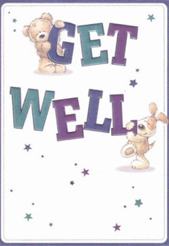 Brimming with comfort and hope, this artisanally illustrated get well card captures the heart of Covent Garden's creative charm. A plush teddy bear, depicted with fine, gentle touches, holds onto the 'GET'-its soft, caramel fur and tender eyes reminiscent of cozy moments found in local tearooms. Just beneath, a sprightly puppy presses against the word 'WELL,' its floppy ears and bright gaze offering encouragement and a playful nudge towards recovery. Both characters are set against luminous text adorned in saturated purples and teals, lending depth and delight. Surrounding them, twinkling stars glimmer, reflecting the lively energy of Covent Garden's markets on a crisp evening. The pristine white backdrop imbues a sense of renewal and clarity, much like the feeling of fresh blooms filling a room. The details-each brushstroke and colour-mirror a florist's dedication to brightness and joy. This card, echoing the community's supportive spirit, is the perfect accompaniment to a bouquet delivered by Covent Garden Florist, designed to uplift and encourage in a time of need.
