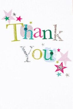 Within the creative heart of Covent Garden, this thank you card captures the essence of delight with its patchwork of colour and detail. The phrase 'Thank You' arches across the card's flawless white space in artfully varied letters: lush aquamarines, passionate pinks, and gentle blues accented with a trace of silvery shimmer. Scattered stars-radiant in magenta, teal, and gold-gather playfully in the corners, much like the vibrant energy swirling through the side streets off Floral Street. A subtle texture enriches the design, while flashes of glitter in the silver details catch the eye, echoing the pleasure of discovering handcrafted treasures in the square. As an experienced Covent Garden florist, I see this card as thoughtfully paired with a radiant bouquet, enhancing the sentiment of authentic thanks. The overall design is at once creative and inviting, perfectly suited for anyone seeking to convey appreciation with a touch of theatrical Central London flair.